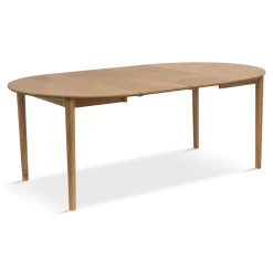 Sale Nimara Joshua - Rundt spisebord i natur egefiner med udtræk 120/160/200 cm - Inkl. 2 Tillægsplader