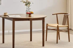 Discount Nimara Joshua - Rundt spisebord i røget egefiner med udtræk 120/160/200 cm - Inkl. 2 Tillægsplader