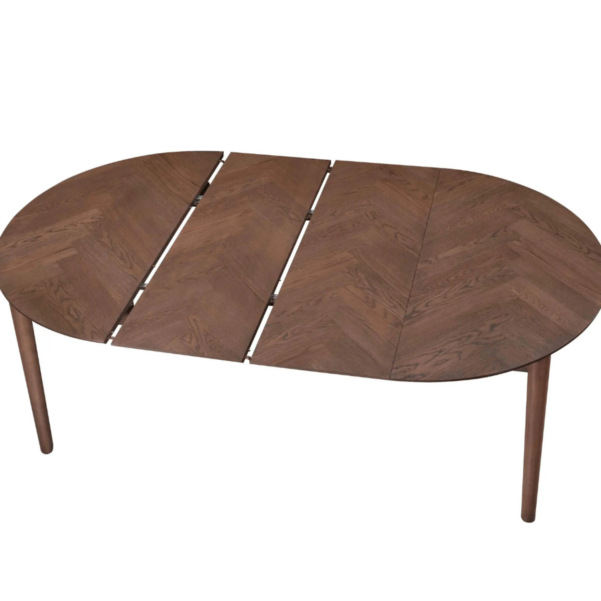 Discount Nimara Joshua - Rundt spisebord i røget egefiner med udtræk 120/160/200 cm - Inkl. 2 Tillægsplader