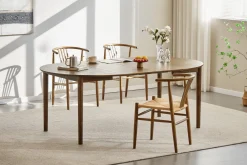 Discount Nimara Joshua - Rundt spisebord i røget egefiner med udtræk 120/160/200 cm - Inkl. 2 Tillægsplader