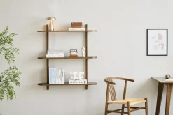 Online Nimara Juliet væghylde i røget eg med 3 hylder H:100 x D:22 x B:90 cm