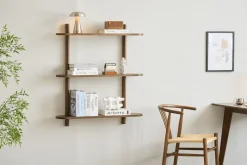 Online Nimara Juliet væghylde i røget eg med 3 hylder H:100 x D:22 x B:90 cm