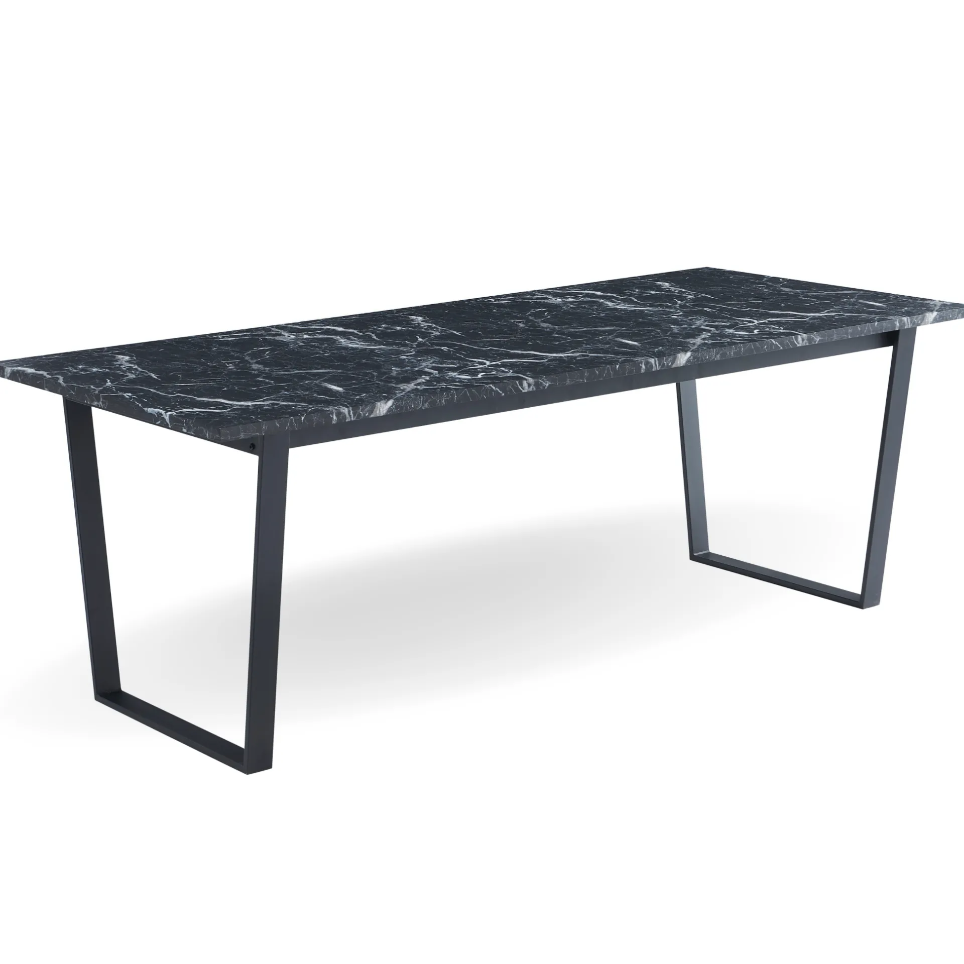 Outlet Nimara Karl spisebord i mat sort med marmor look - 210 x 90 cm