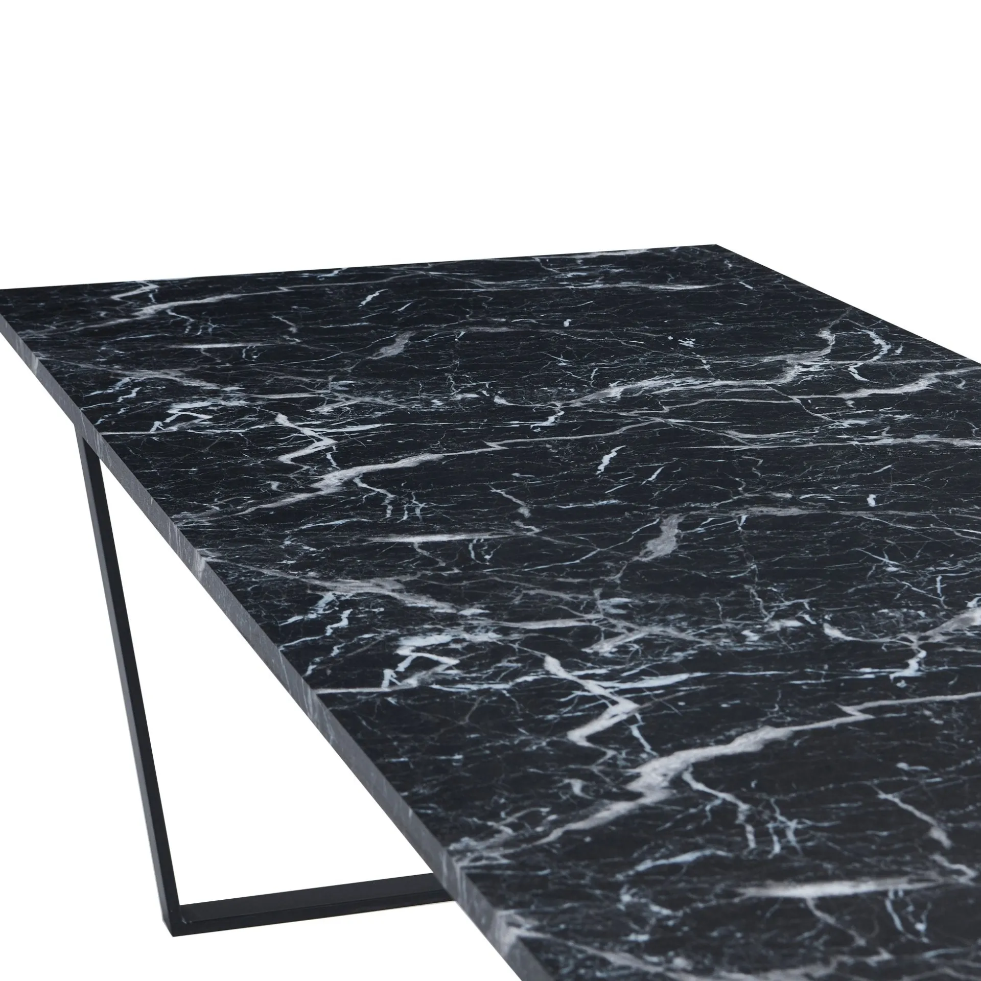 Outlet Nimara Karl spisebord i mat sort med marmor look - 210 x 90 cm