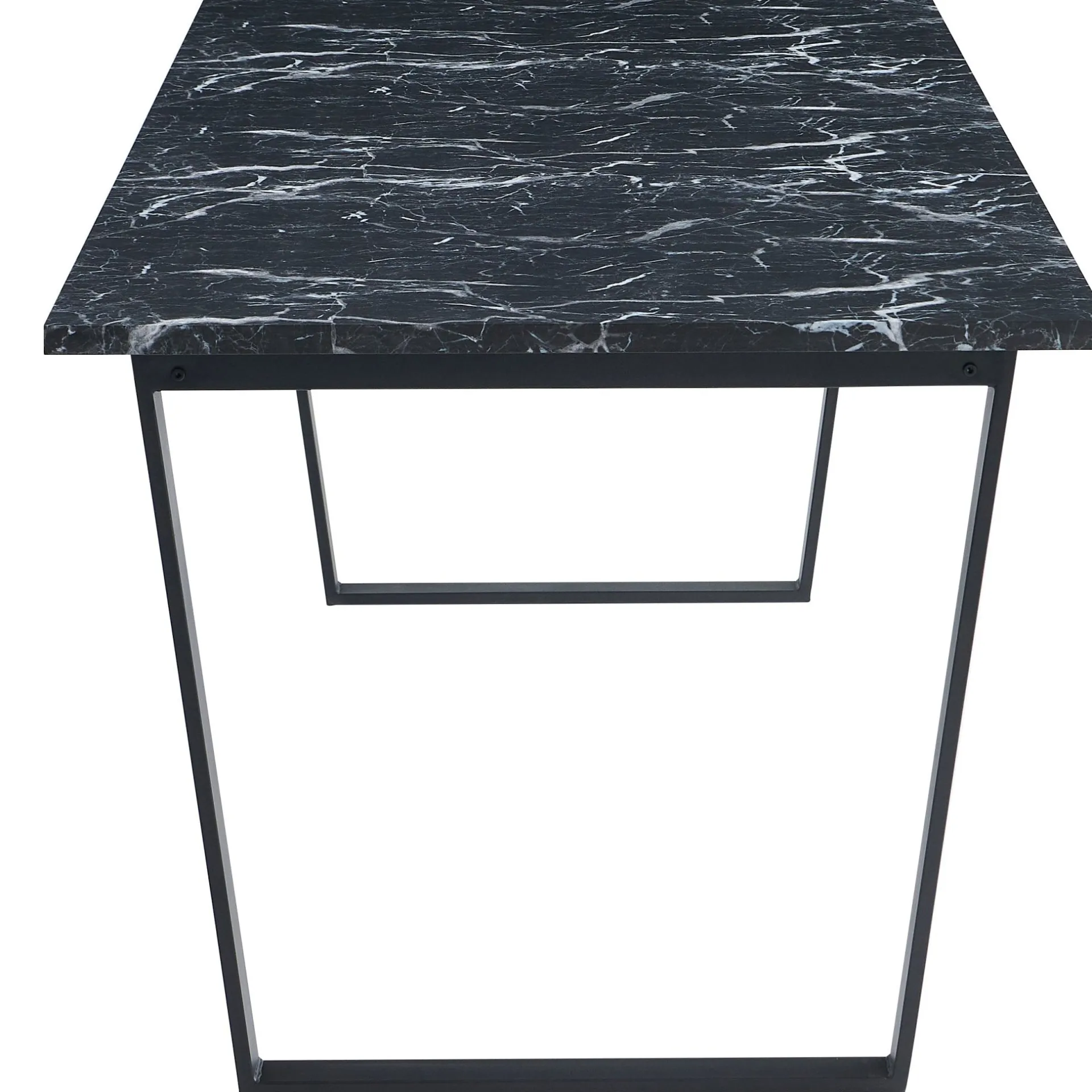 Outlet Nimara Karl spisebord i mat sort med marmor look - 210 x 90 cm