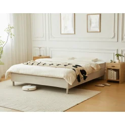 Clearance Nimara Kontinentalseng i beige 180x200 cm med 4 cm topmadras i PU-skum inkl. chrome ben