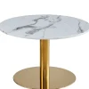 Best Nimara Lazio rundt sofabord i hvid marmor look med guld/messing ben Ø70 cm