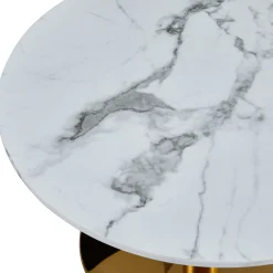 Best Nimara Lazio rundt sofabord i hvid marmor look med guld/messing ben Ø70 cm