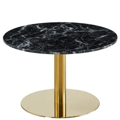 Best Nimara Lazio rundt sofabord i sort marmor look med guld ben - Ø70 cm