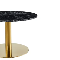 Best Nimara Lazio rundt sofabord i sort marmor look med guld ben - Ø70 cm