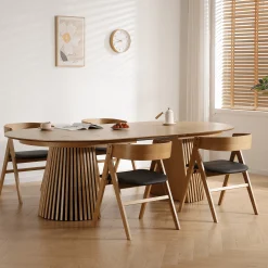 Clearance Nimara Lewis - Lamel ovalt Spisebord I Egefiner med udtræk 200/250/300 CM - 2x tillægsplader medfølger