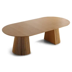 Clearance Nimara Lewis - Lamel ovalt Spisebord I Egefiner med udtræk 200/250/300 CM - 2x tillægsplader medfølger