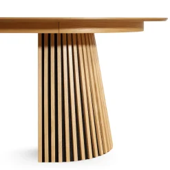 Clearance Nimara Lewis - Lamel ovalt Spisebord I Egefiner med udtræk 200/250/300 CM - 2x tillægsplader medfølger