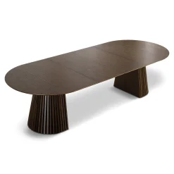 Nimara Lewis - Lamel ovalt Spisebord I Røget Egefiner med udtræk 200/250/300 CM - 2x tillægsplader medfølger