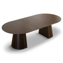 Nimara Lewis - Lamel ovalt Spisebord I Røget Egefiner med udtræk 200/250/300 CM - 2x tillægsplader medfølger