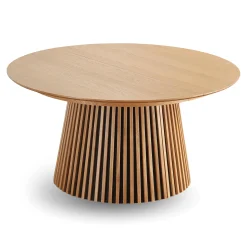 Online Nimara Lewis - Lamel rundt Spisebord I Egefiner med udtræk 150/190/230 CM - 2x tillægsplader medfølger