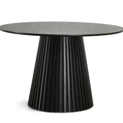 Online Nimara Lewis - Lamel rundt Spisebord I sort Egefiner Ø120 cm