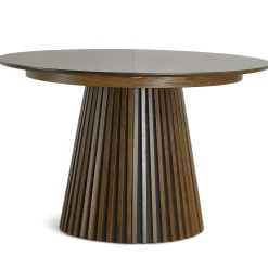 Best Nimara Lewis - Lamel rundt Spisebord I røget Egefiner med udtræk 120/160/200 CM - 2x tillægsplader medfølger