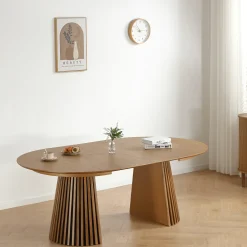 Discount Nimara Lewis - Lamel rundt Spisebord I Egefiner med udtræk 120/160/200 CM - 2x tillægsplader medfølger