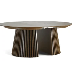 Nimara Lewis - Lamel rundt Spisebord I røget Egefiner med udtræk 150/190/230 CM - 2x tillægsplader medfølger