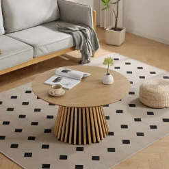 Best Nimara Lewis lamel sofabord Ø90 i egefinér