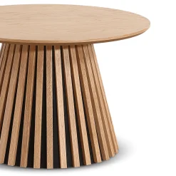 Outlet Nimara Lewis lamel sofabord naturlig egefinér Ø70 cm