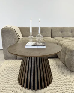 New Nimara Lewis lamel sofabord røget eg Ø70 cm