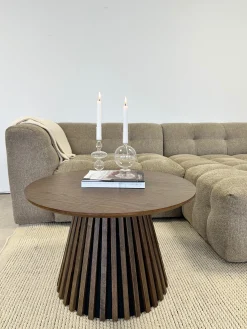 New Nimara Lewis lamel sofabord røget eg Ø70 cm