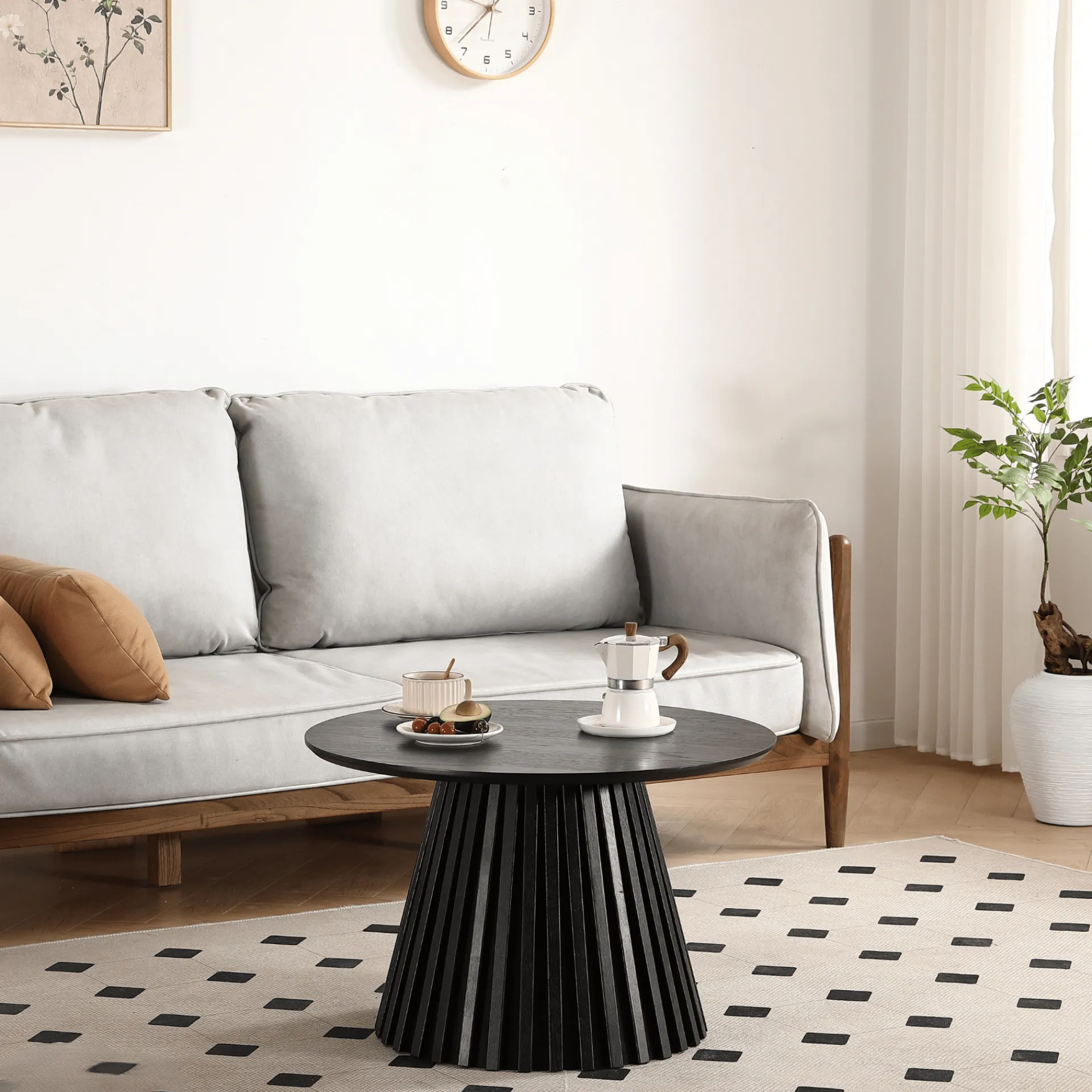 Sale Nimara Lewis lamel sofabord sort Ø70 cm