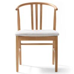 Sale Nimara Lizzie spisebordsstol i bøg med polstret sæde i beige