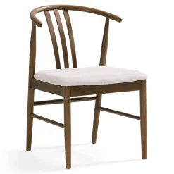 Outlet Nimara Lizzie spisebordsstol i røget bøg med polstret sæde i beige