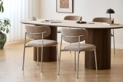 Discount Nimara Lucinda spisebodsstol i chrome med sand tekstil