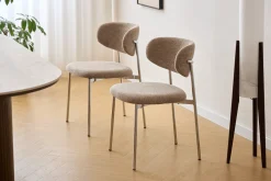 Discount Nimara Lucinda spisebodsstol i chrome med sand tekstil