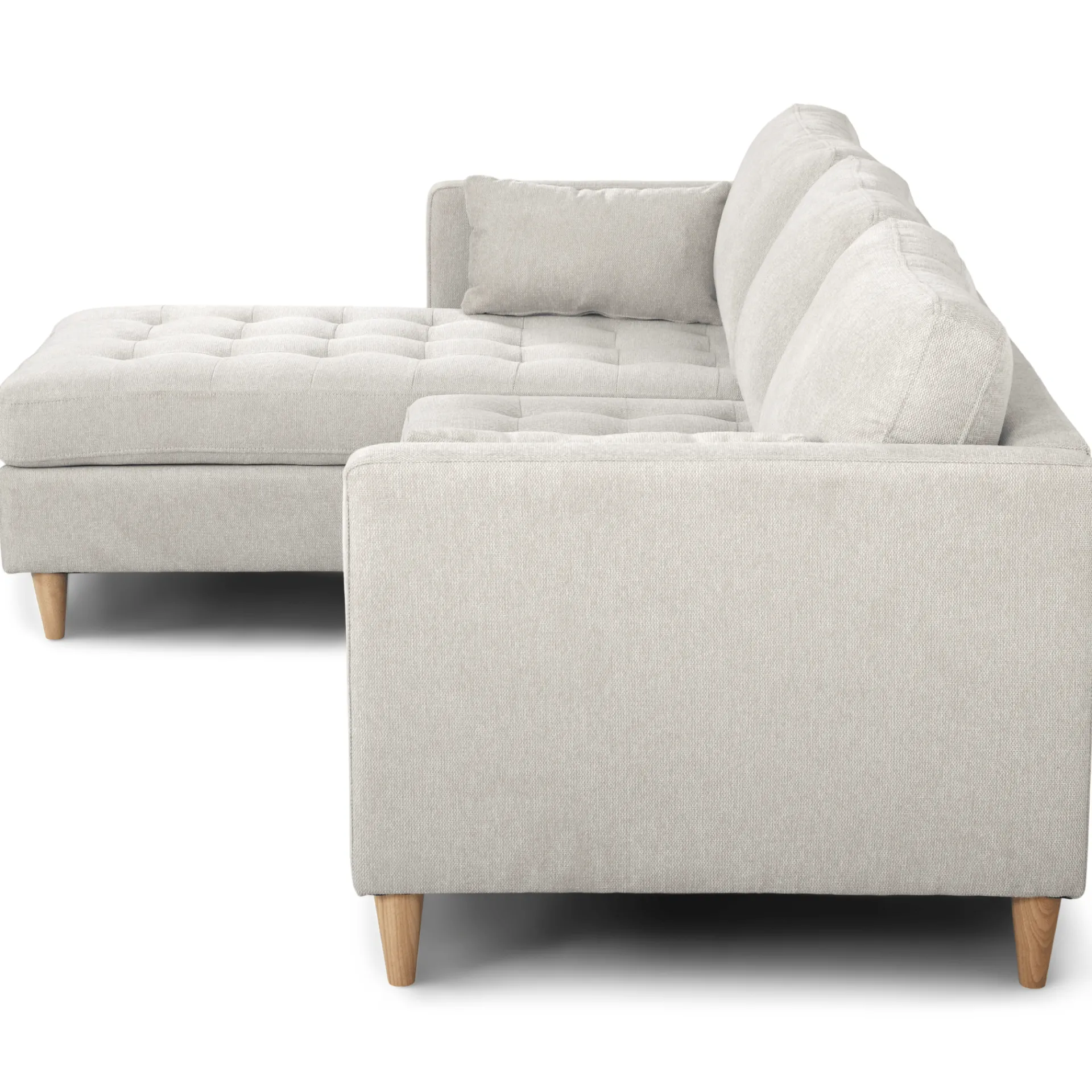 New Nimara Lulu - Højrevendt og venstrevendt vendbar chaiselong sofa lys beige - L: 215 x D: 82 x H: 78 cm