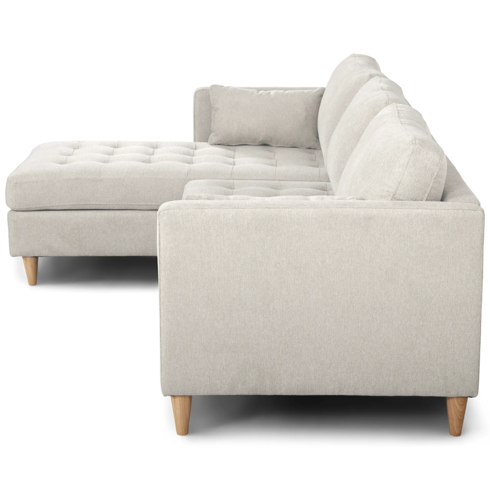 New Nimara Lulu - Højrevendt og venstrevendt vendbar chaiselong sofa lys beige - L: 215 x D: 82 x H: 78 cm