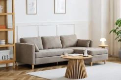 Online Nimara Lulu - Højrevendt og venstrevendt vendbar chaiselong sofa i sand - L: 215 x D: 82 x H: 78 cm