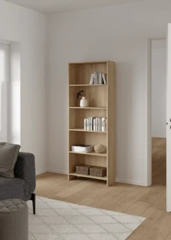 Online Nimara Maddie reol med 5 hylder i eg 175,5x66x25,5 cm