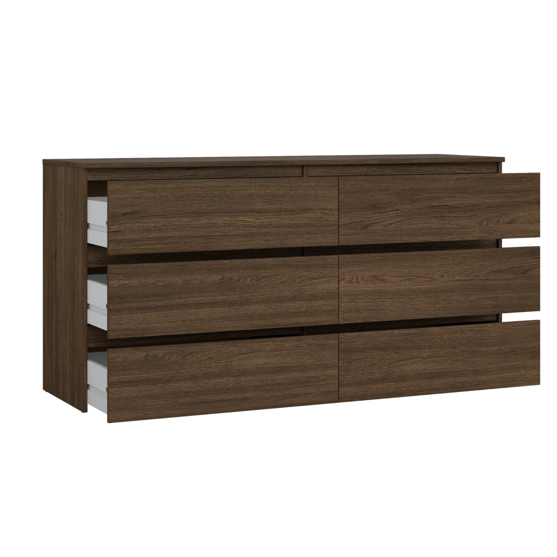 Best Nimara Maise kommode H:70 x B:138 x B:41 cm med 6 skuffer i røget egelook