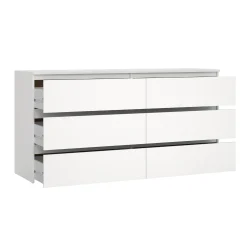 Best Nimara Maise kommode H:70 x B:138 x B:41 cm med 6 skuffer i hvid
