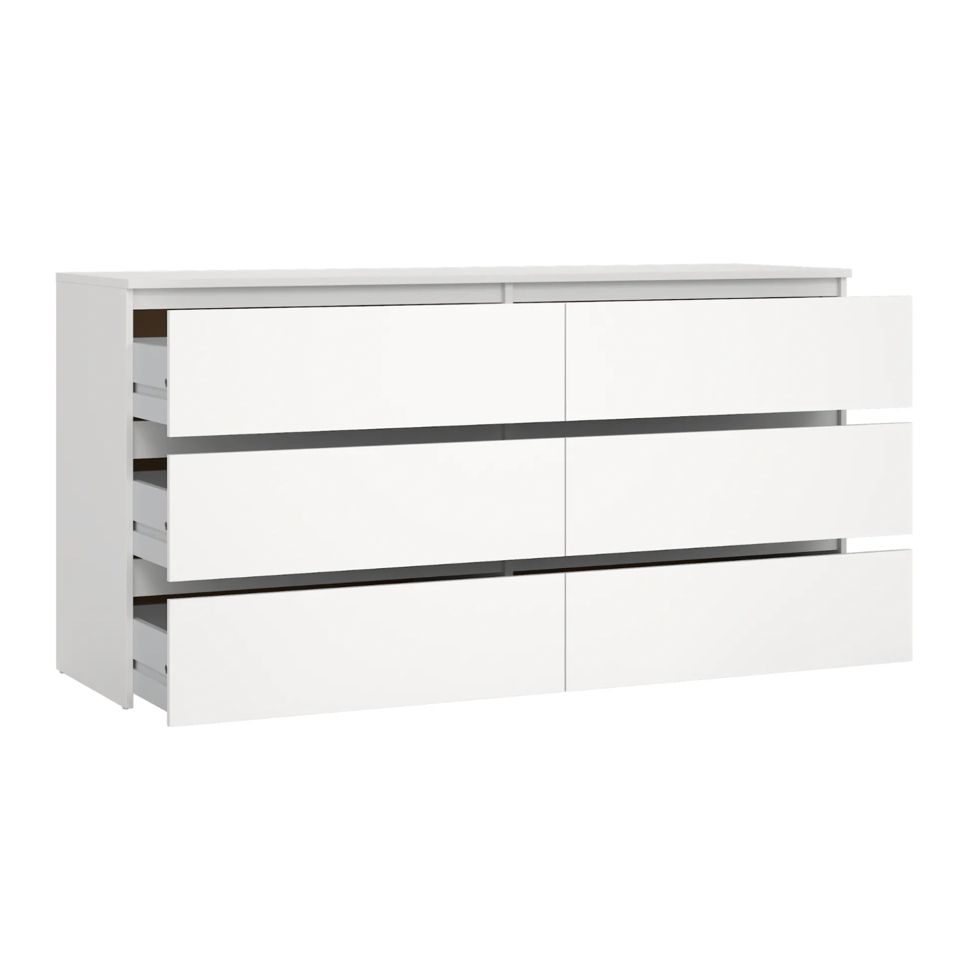 Best Nimara Maise kommode H:70 x B:138 x B:41 cm med 6 skuffer i hvid