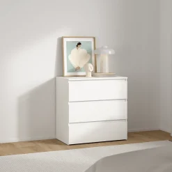 Sale Nimara Maise kommode H:70 x B:70 x D:41 cm med 3 skuffer i hvid