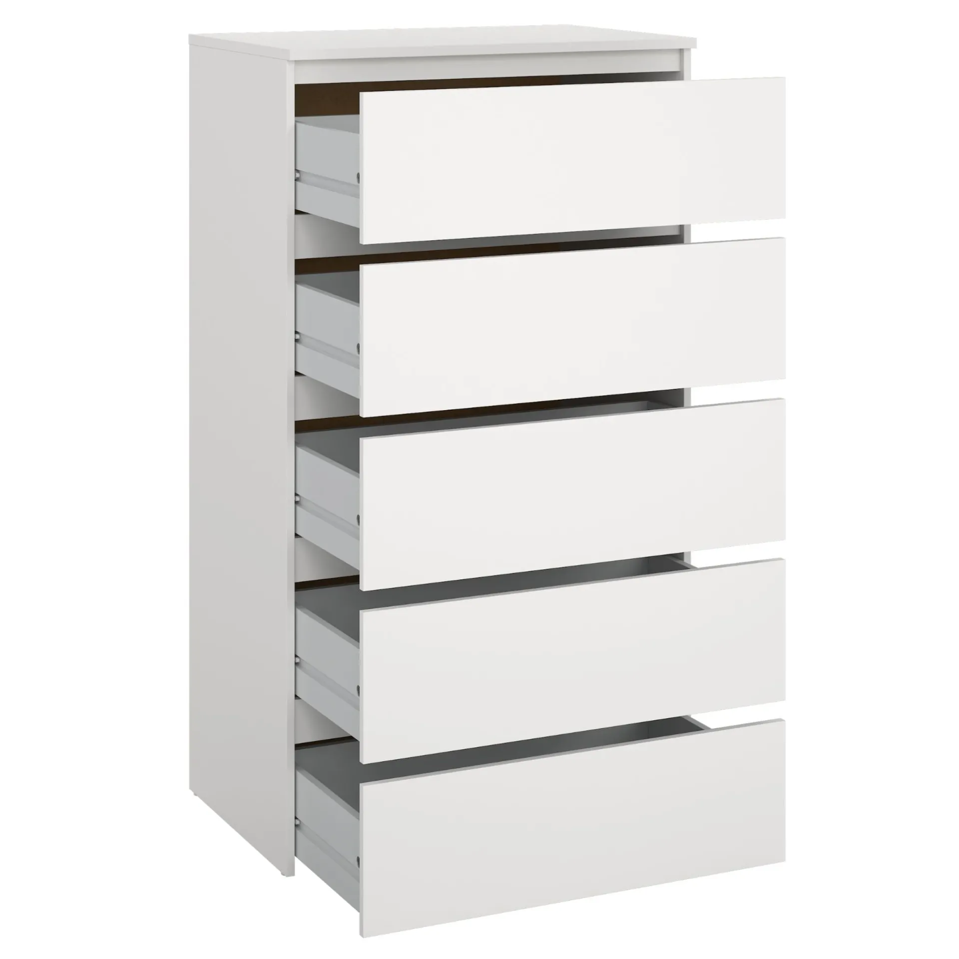 Hot Nimara Maise kommode H:114 x B:65 x D:41 cm med 5 skuffer i hvid