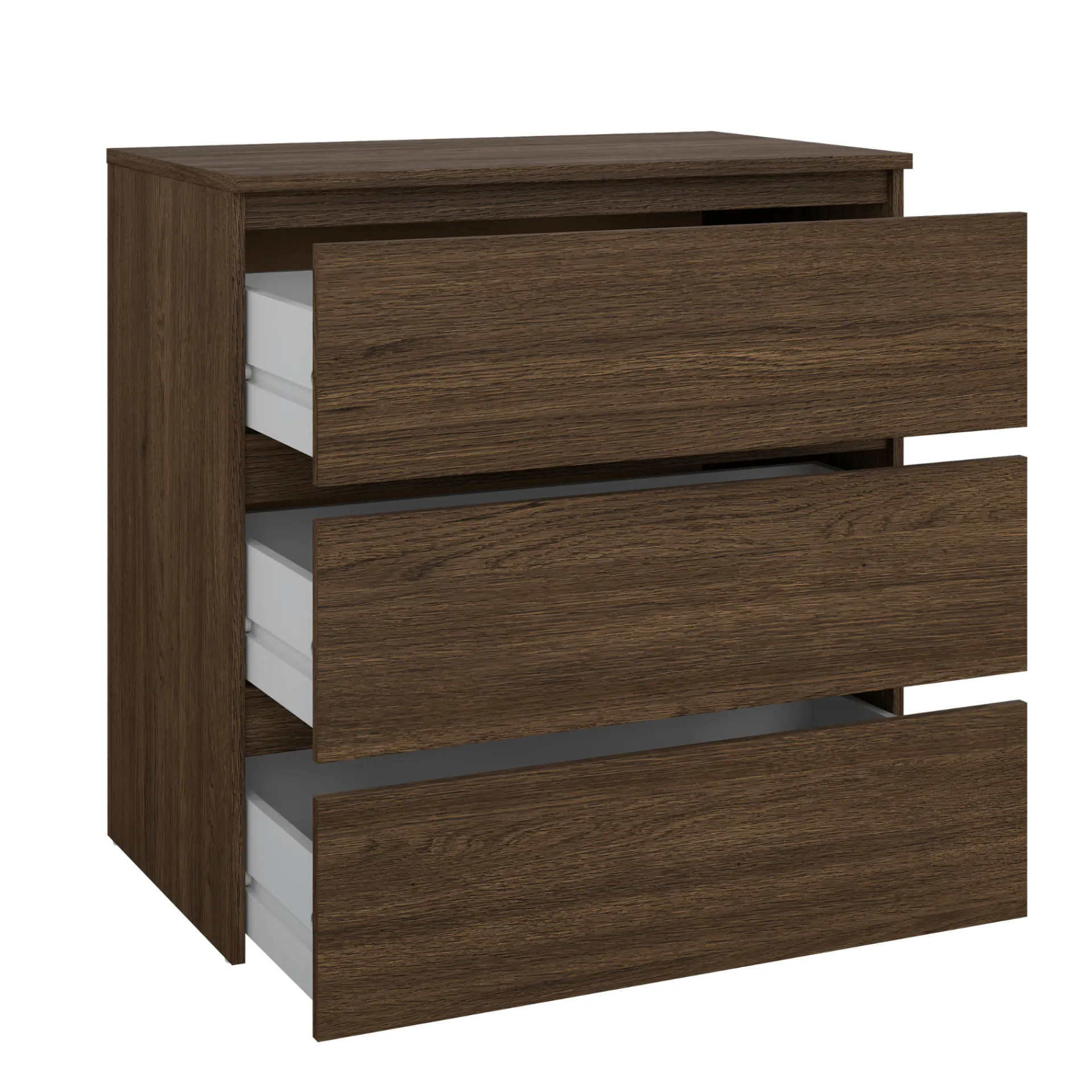 Clearance Nimara Maise kommode  H:70 x B:70 x D:41 cm med 3 skuffer i røget egelook