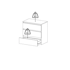 Clearance Nimara Maise kommode  H:70 x B:70 x D:41 cm med 3 skuffer i røget egelook