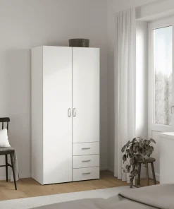 Nimara Malia garderobeskab hvid 2 låger 3 skuffer