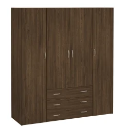 Sale Nimara Malia garderobeskab røget egefarve 4 låger 3 skuffer