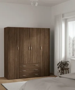 Sale Nimara Malia garderobeskab røget egefarve 4 låger 3 skuffer