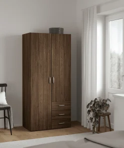Best Nimara Malia garderobeskab røget egefarve 2 låger 3 skuffer