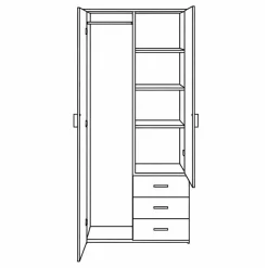 Best Nimara Malia garderobeskab røget egefarve 2 låger 3 skuffer