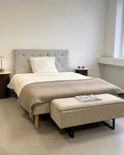 Sale Nimara Malika bænk med opbevaring i beige boucle 95x35x42 cm